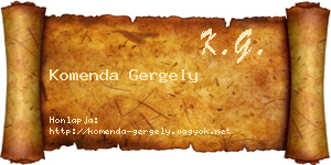 Komenda Gergely névjegykártya